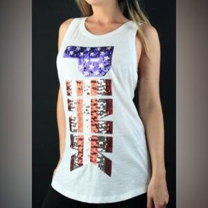Victoria's Secret PINK tank top featuring a sequined American flag design sz M
